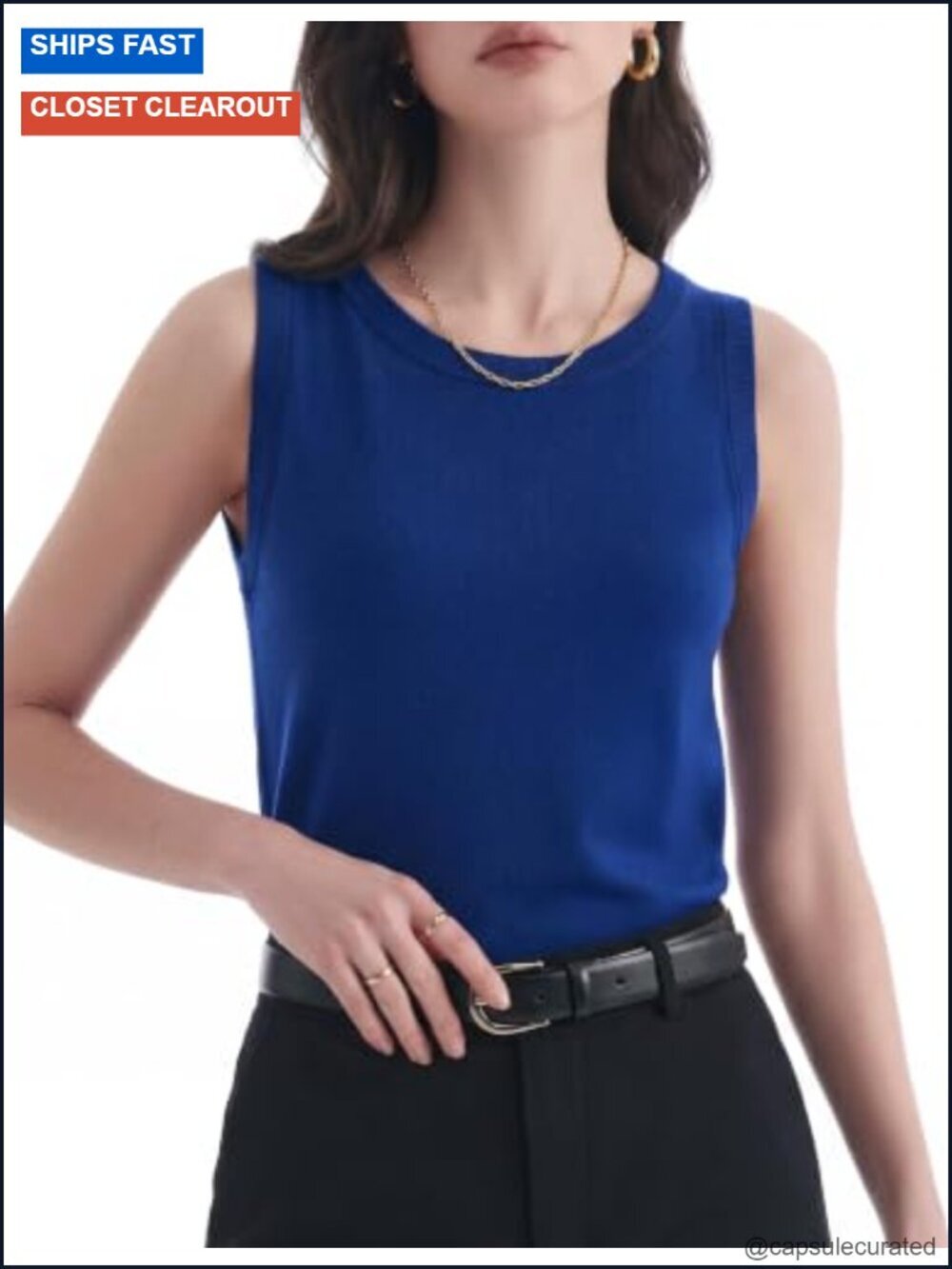 Wool Blend Sleeveless Sweater Tank Top Business Casual Lightweight Summer